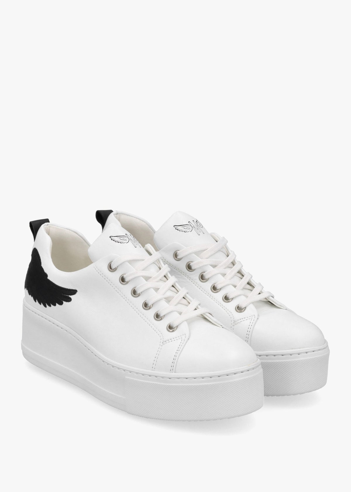 Angels Rise Black Leather Flatform Trainers