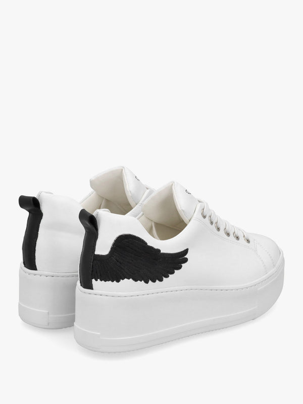 Angels Rise Black Leather Flatform Trainers
