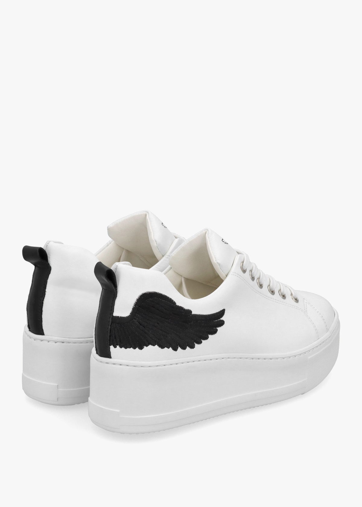 Angels Rise Black Leather Flatform Trainers