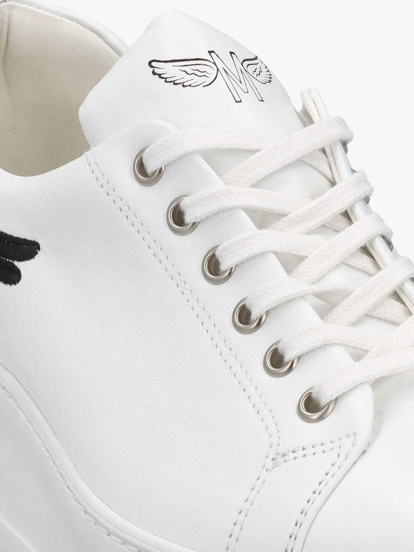 Angels Rise Black Leather Flatform Trainers