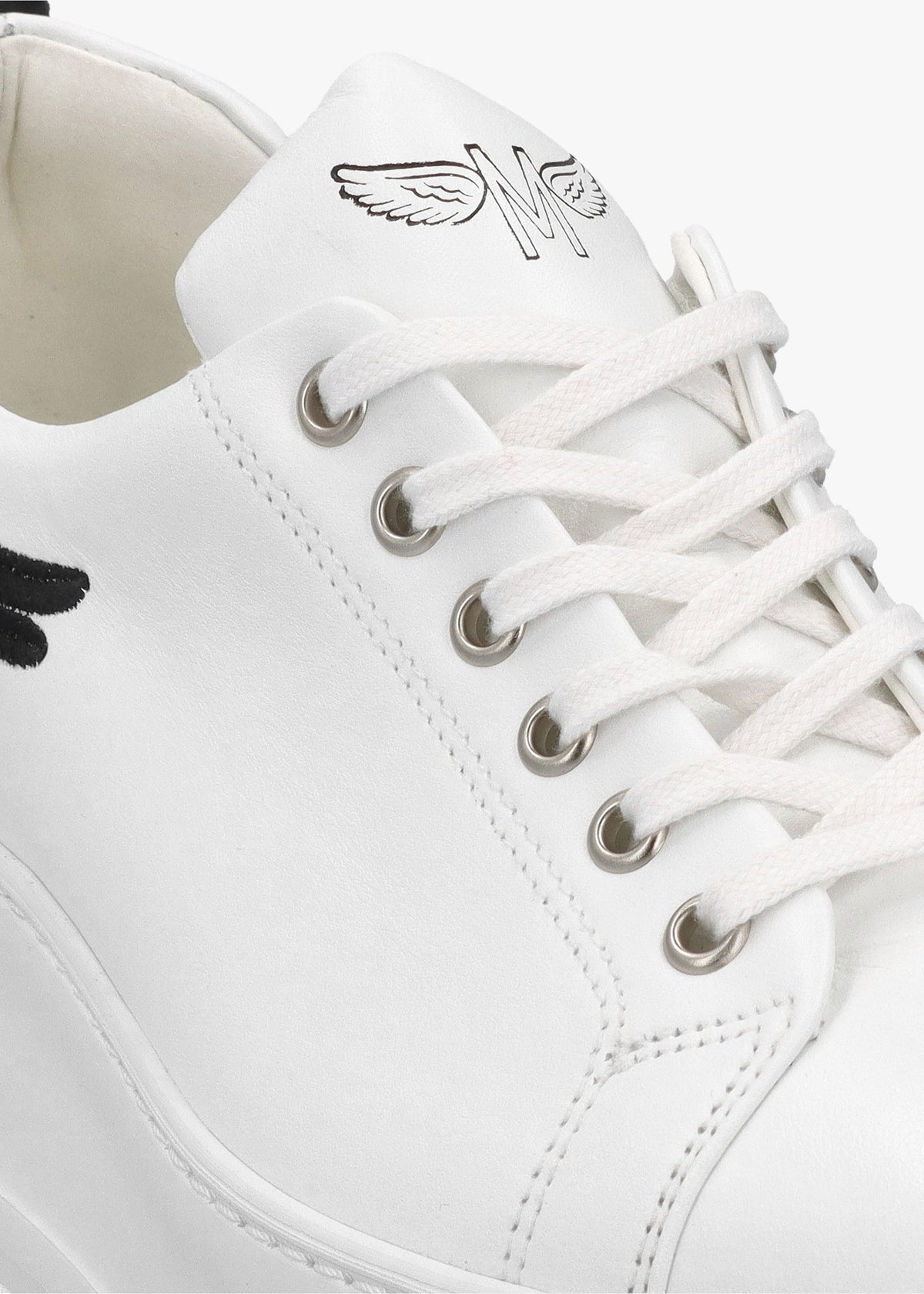 Angels Rise Black Leather Flatform Trainers