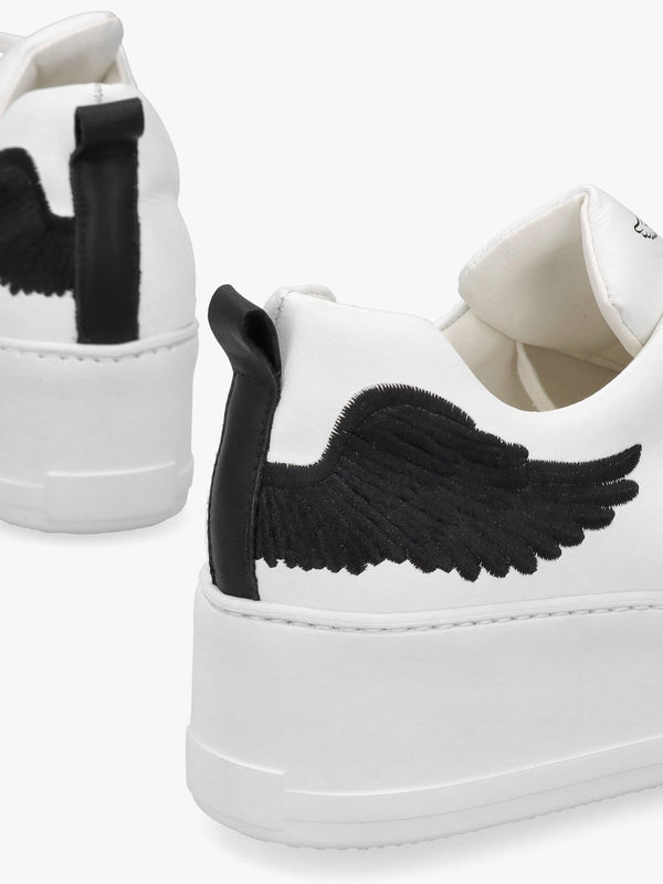 Angels Rise Black Leather Flatform Trainers