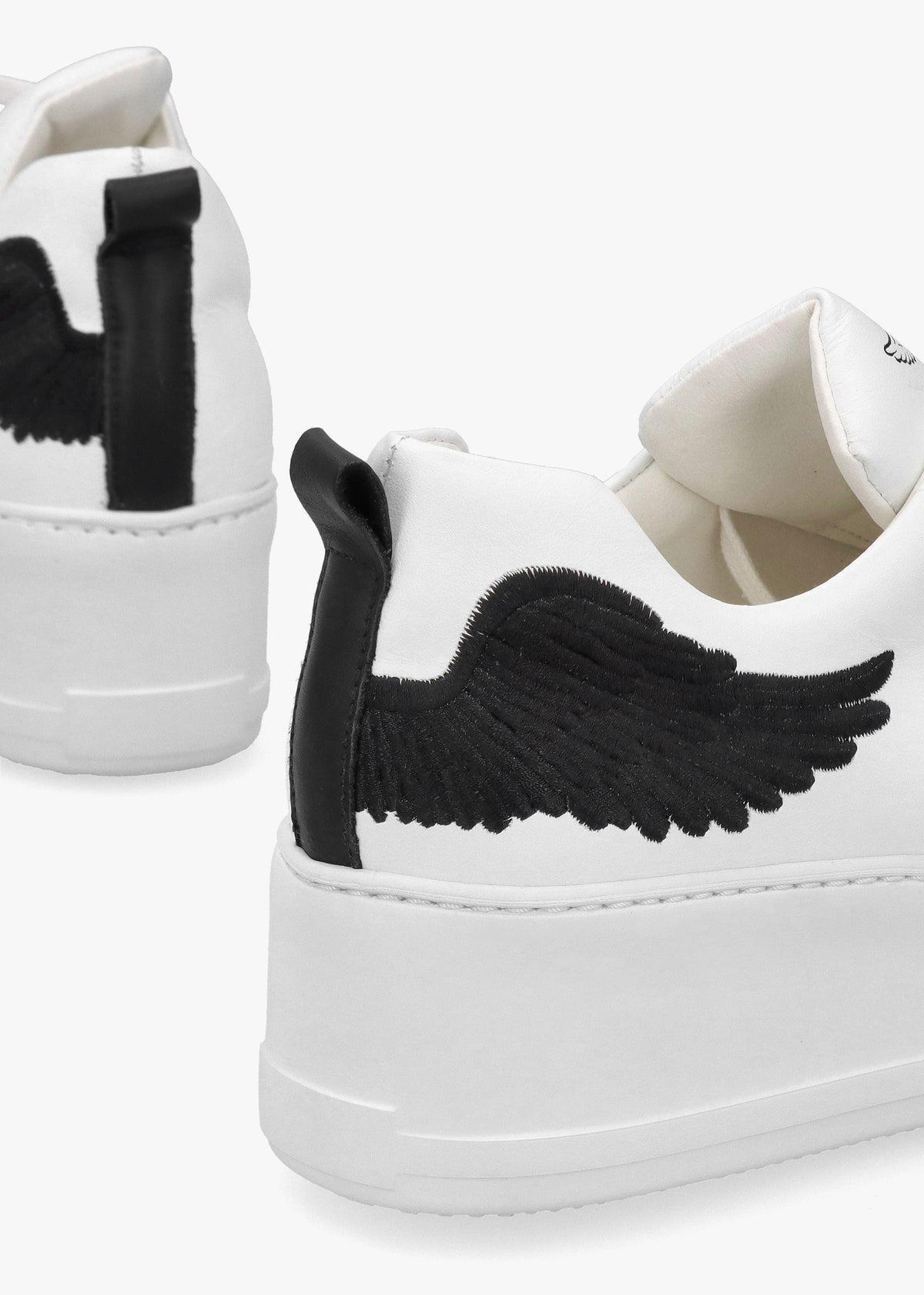 Angels Rise Black Leather Flatform Trainers