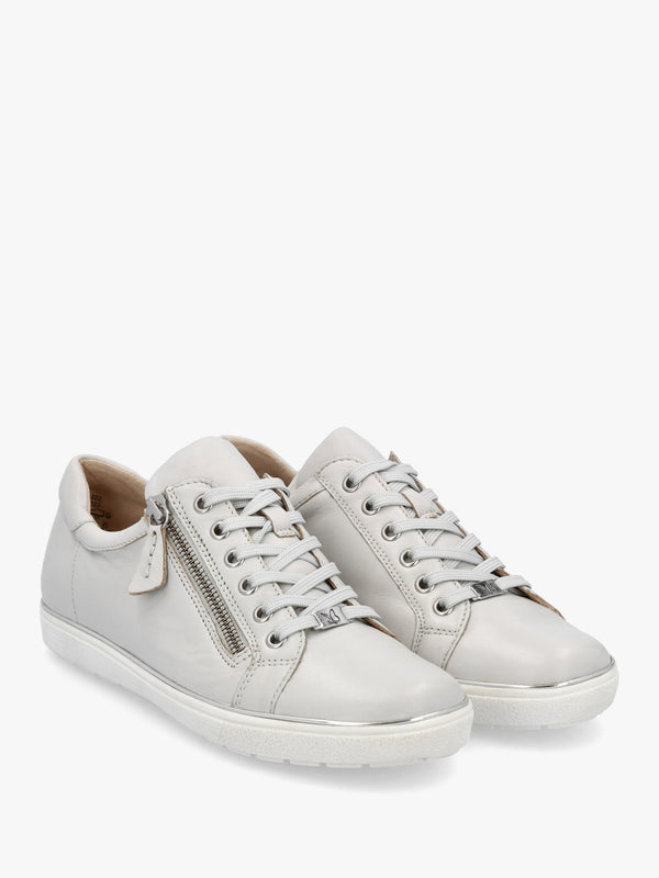 Grey Leather Side Zip Trainers