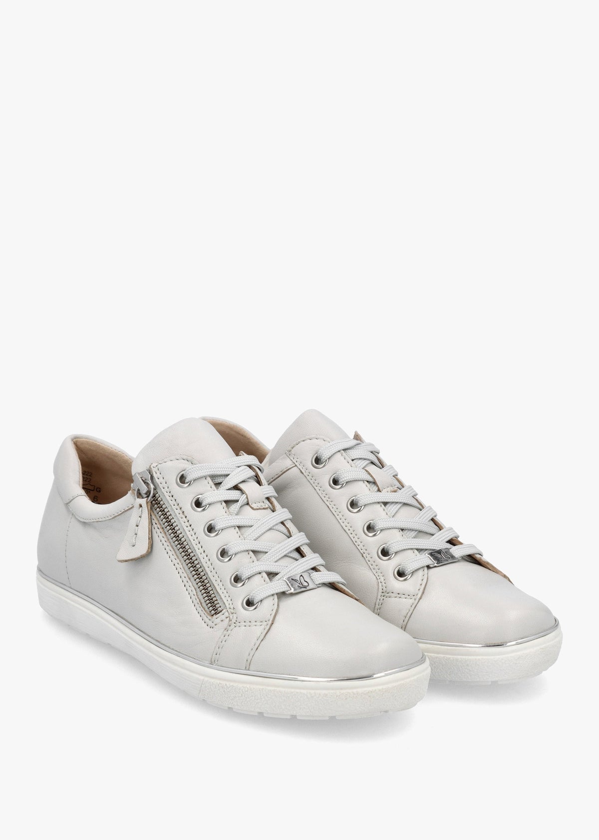 Grey Leather Side Zip Trainers