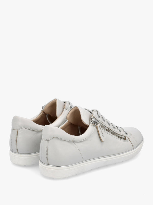 Grey Leather Side Zip Trainers