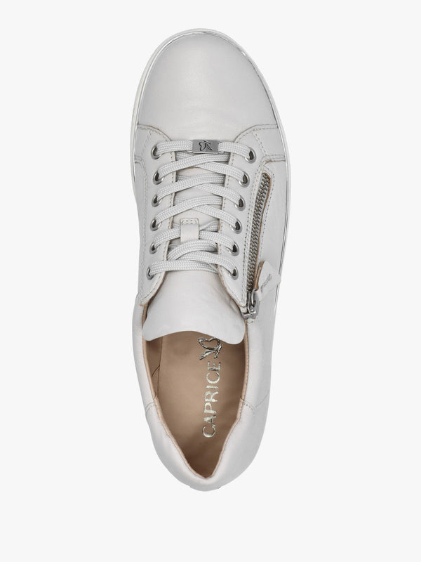 Grey Leather Side Zip Trainers