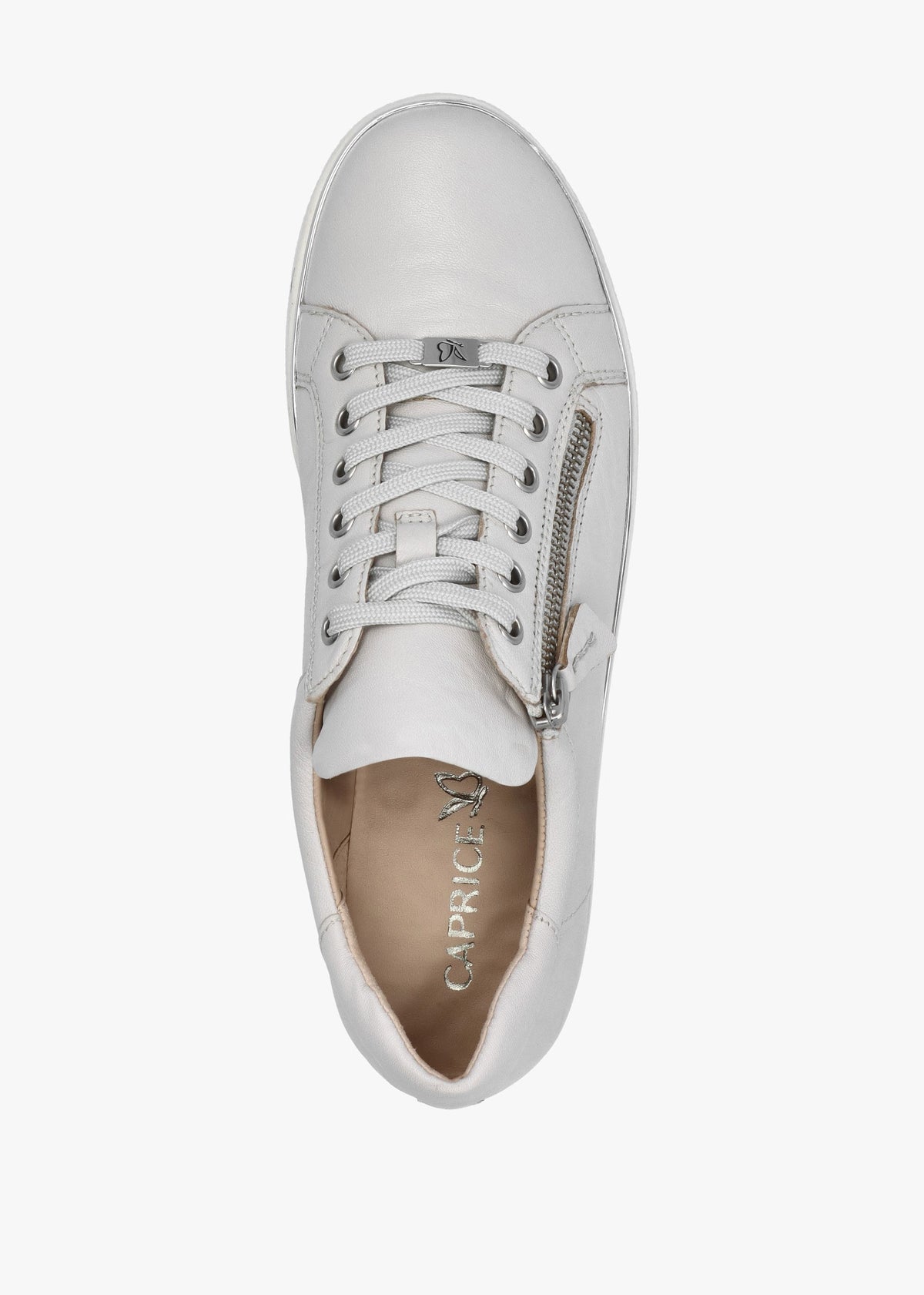 Grey Leather Side Zip Trainers