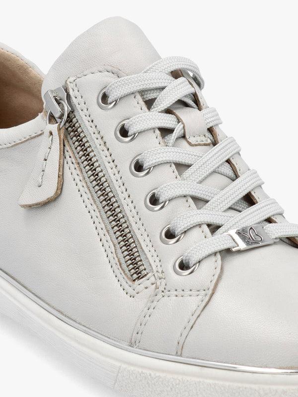 Grey Leather Side Zip Trainers