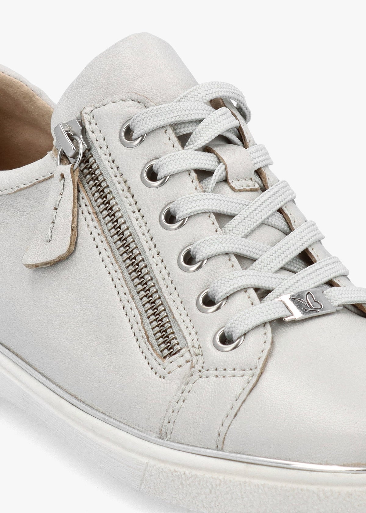 Grey Leather Side Zip Trainers