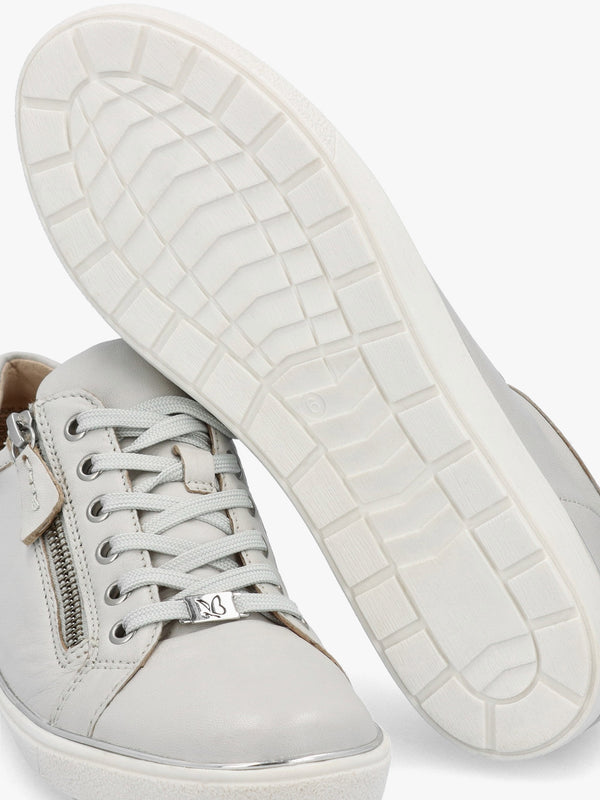 Grey Leather Side Zip Trainers