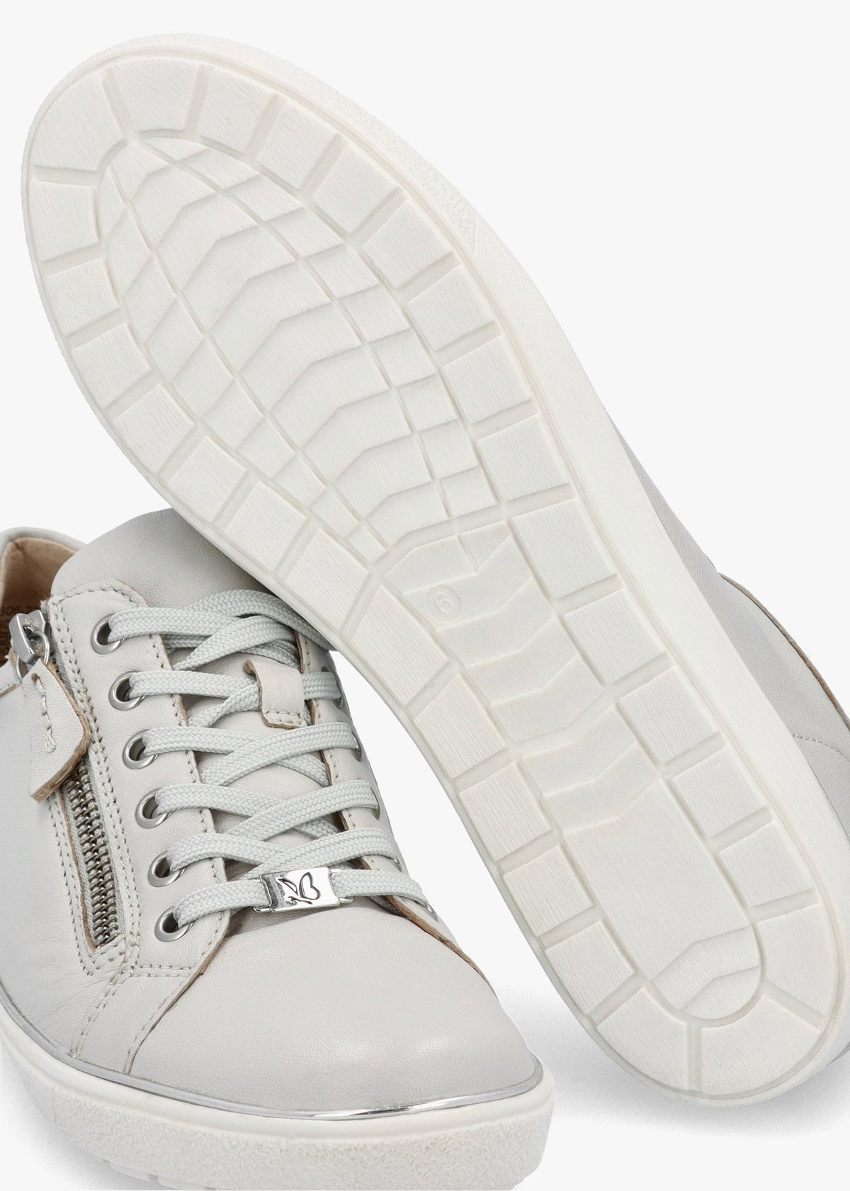 Grey Leather Side Zip Trainers