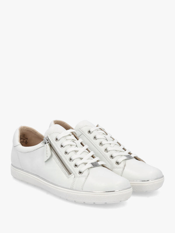White Leather Side Zip Trainers