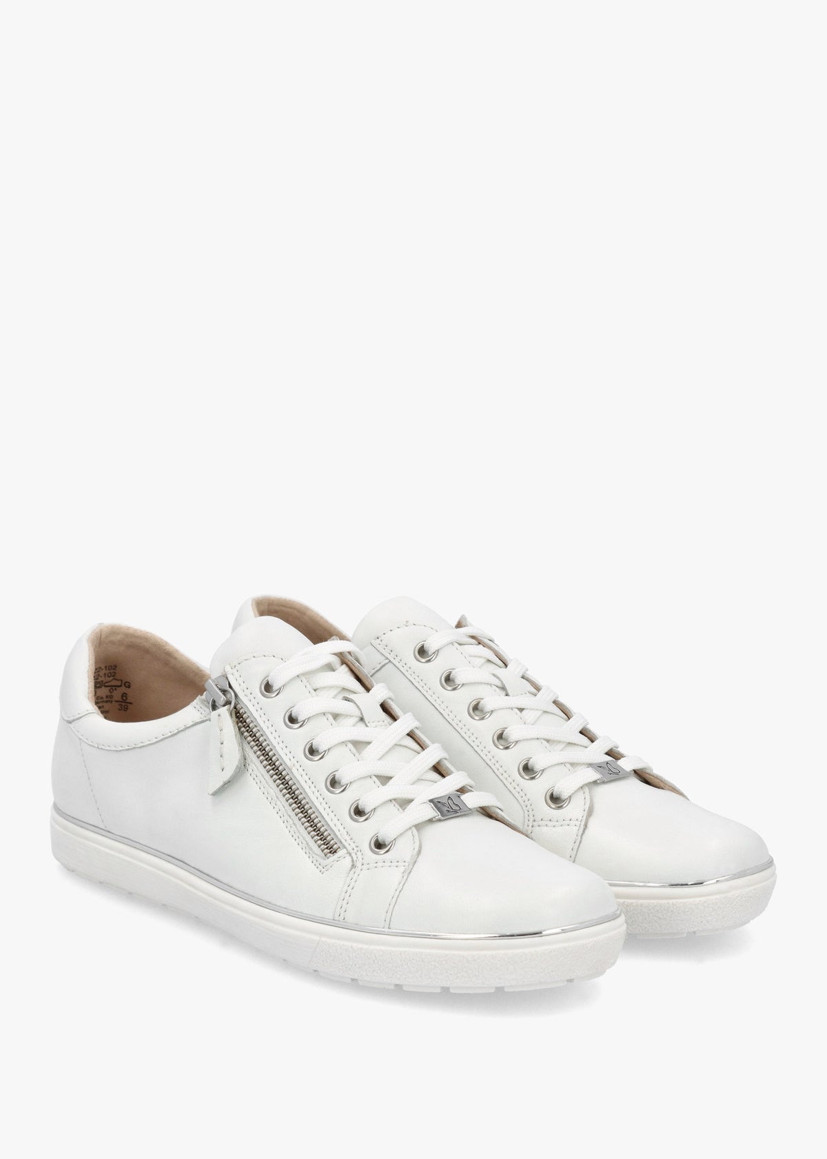White Leather Side Zip Trainers