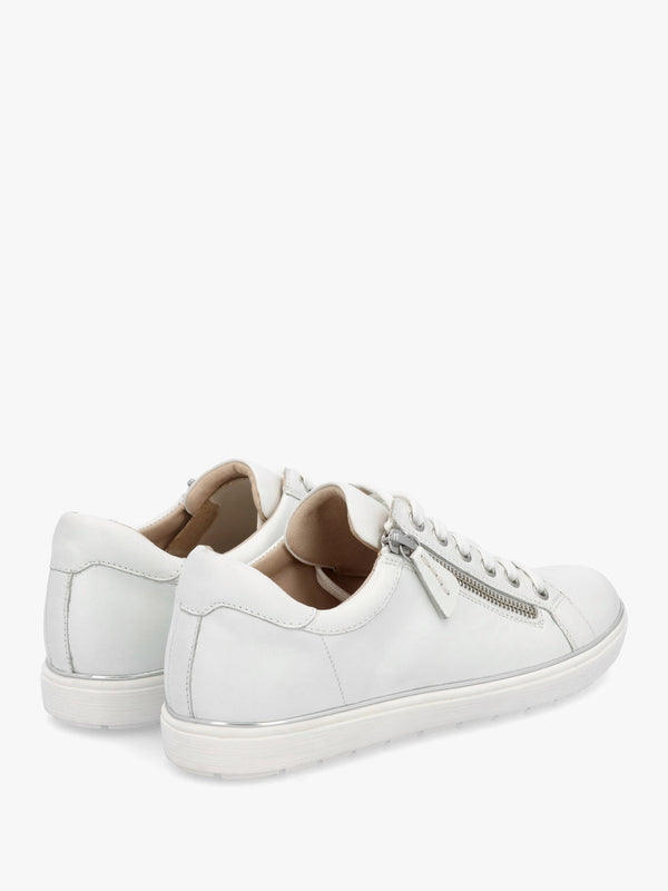 White Leather Side Zip Trainers