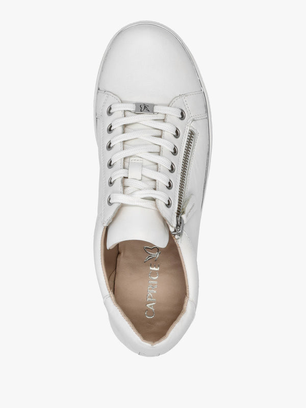 White Leather Side Zip Trainers