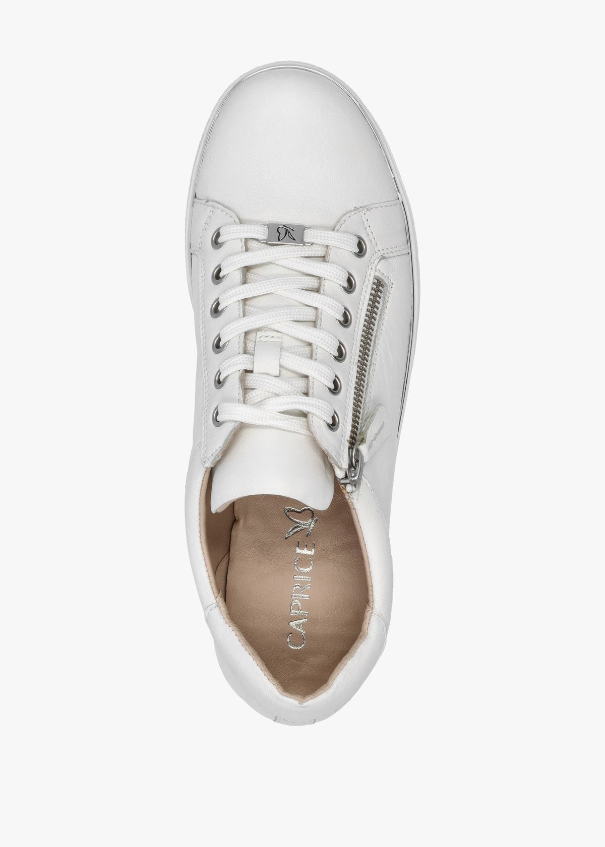 White Leather Side Zip Trainers