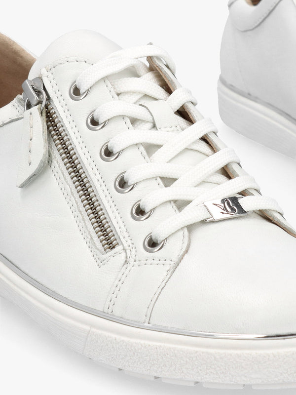 White Leather Side Zip Trainers