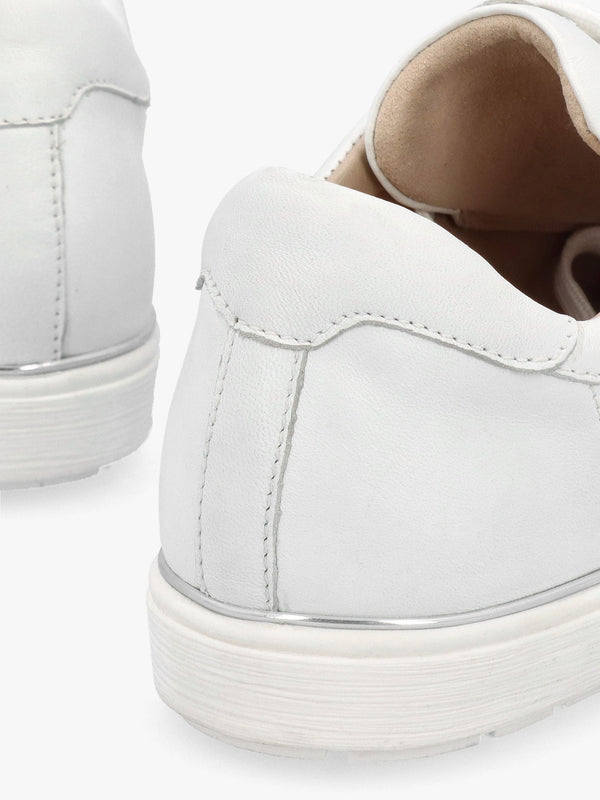 White Leather Side Zip Trainers
