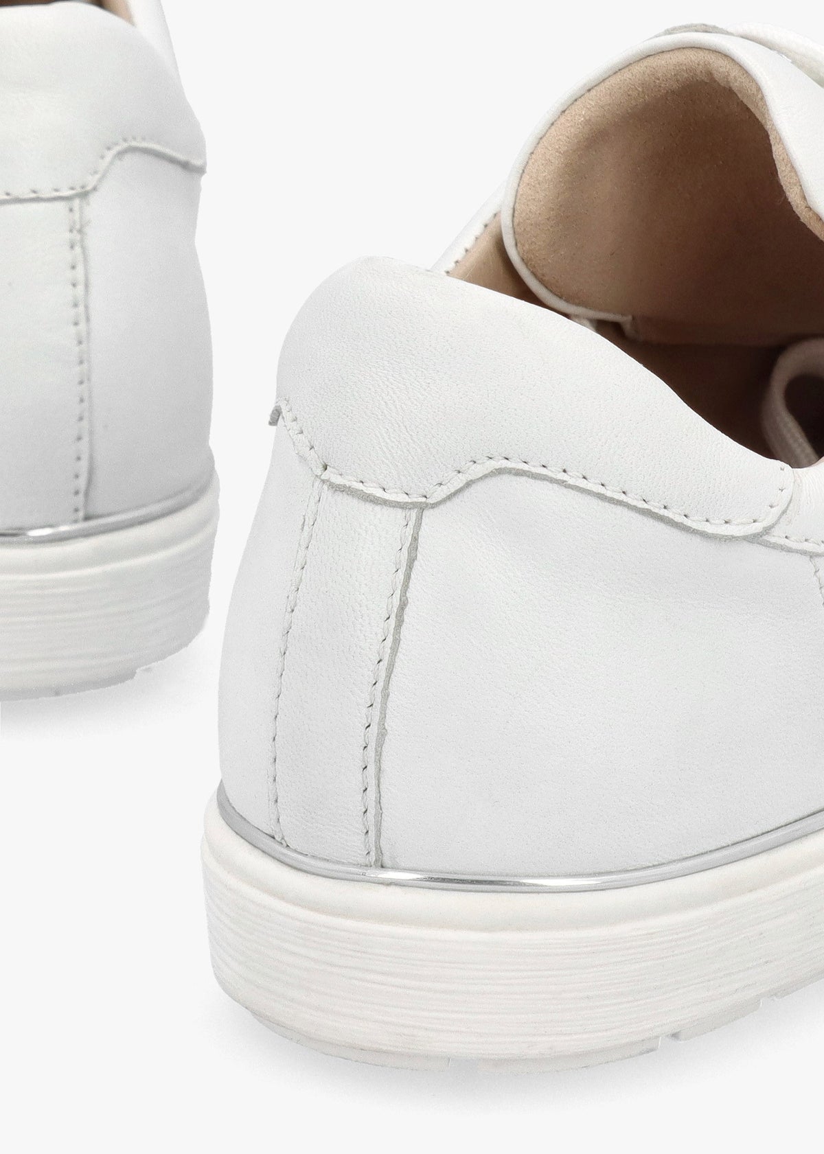 White Leather Side Zip Trainers