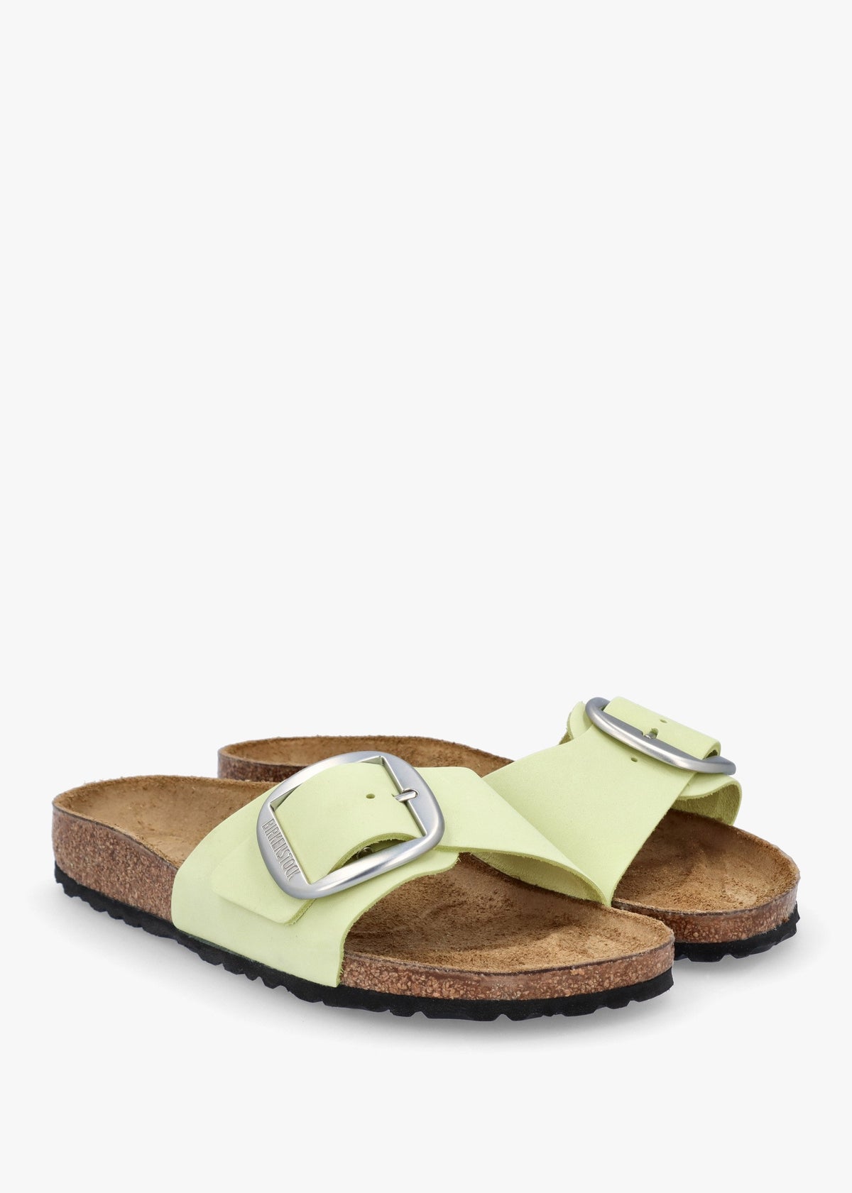 Madrid Big Buckle Faded Lime Nubuck Leather Mules