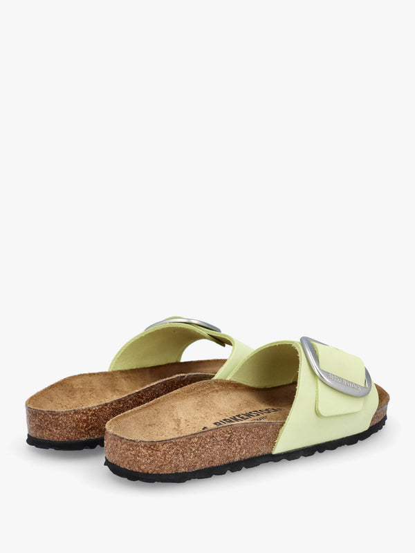 Madrid Big Buckle Faded Lime Nubuck Leather Mules
