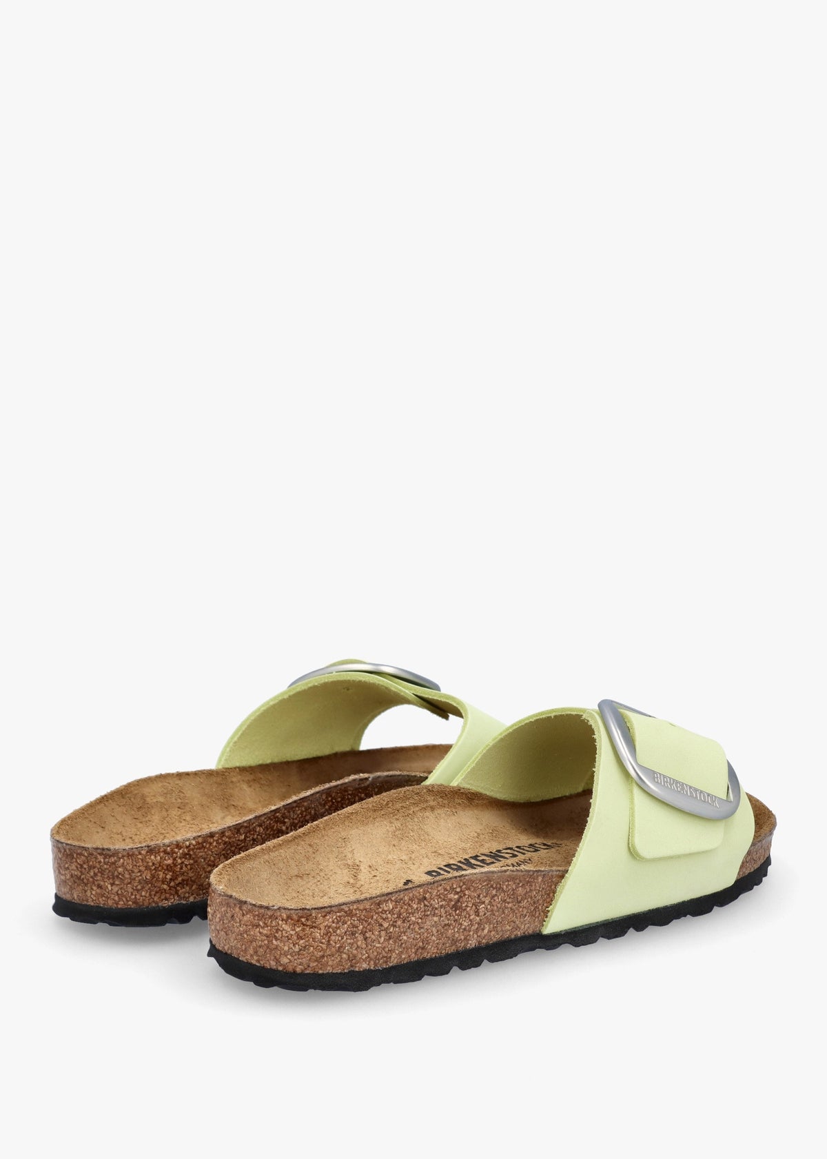 Madrid Big Buckle Faded Lime Nubuck Leather Mules