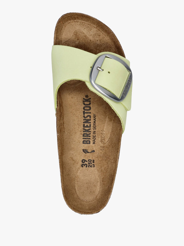 Madrid Big Buckle Faded Lime Nubuck Leather Mules
