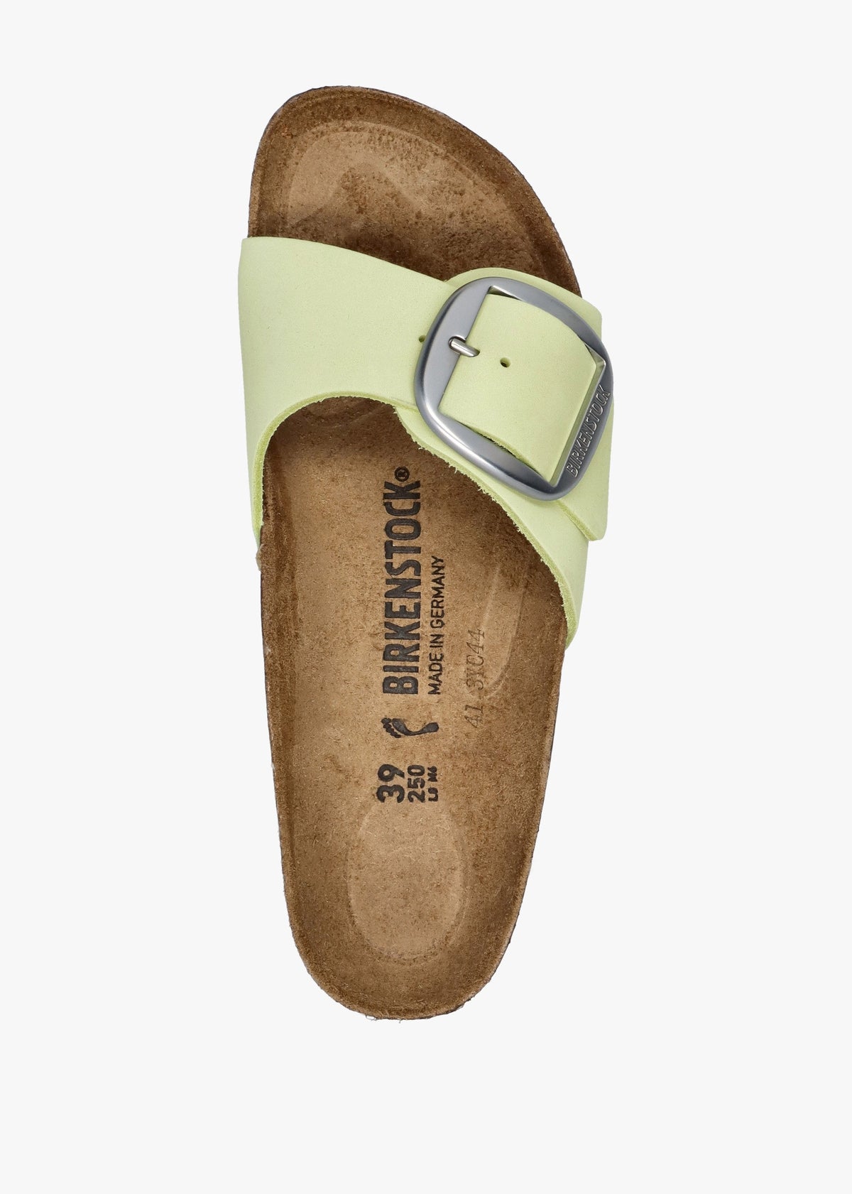 Madrid Big Buckle Faded Lime Nubuck Leather Mules