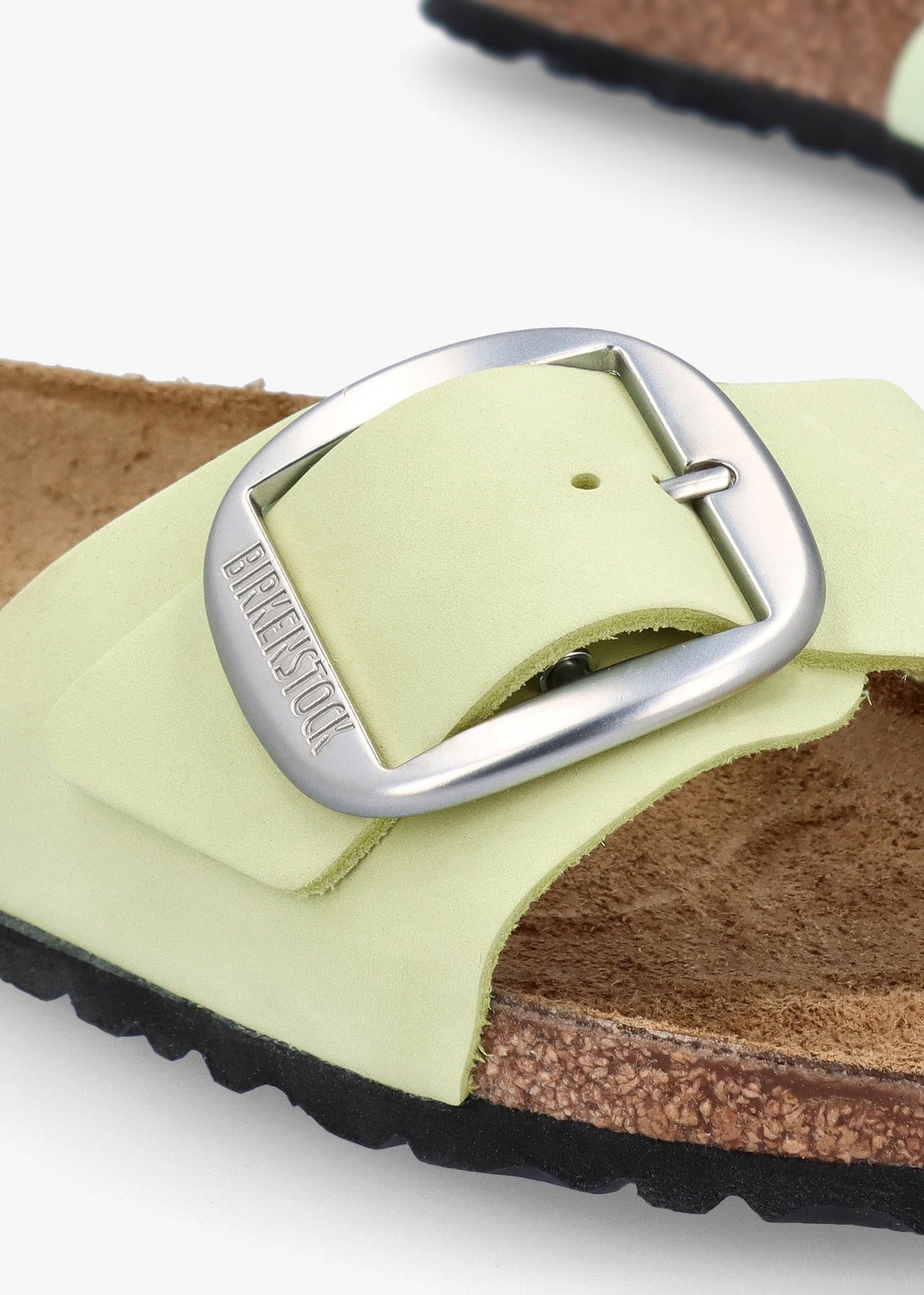 Madrid Big Buckle Faded Lime Nubuck Leather Mules