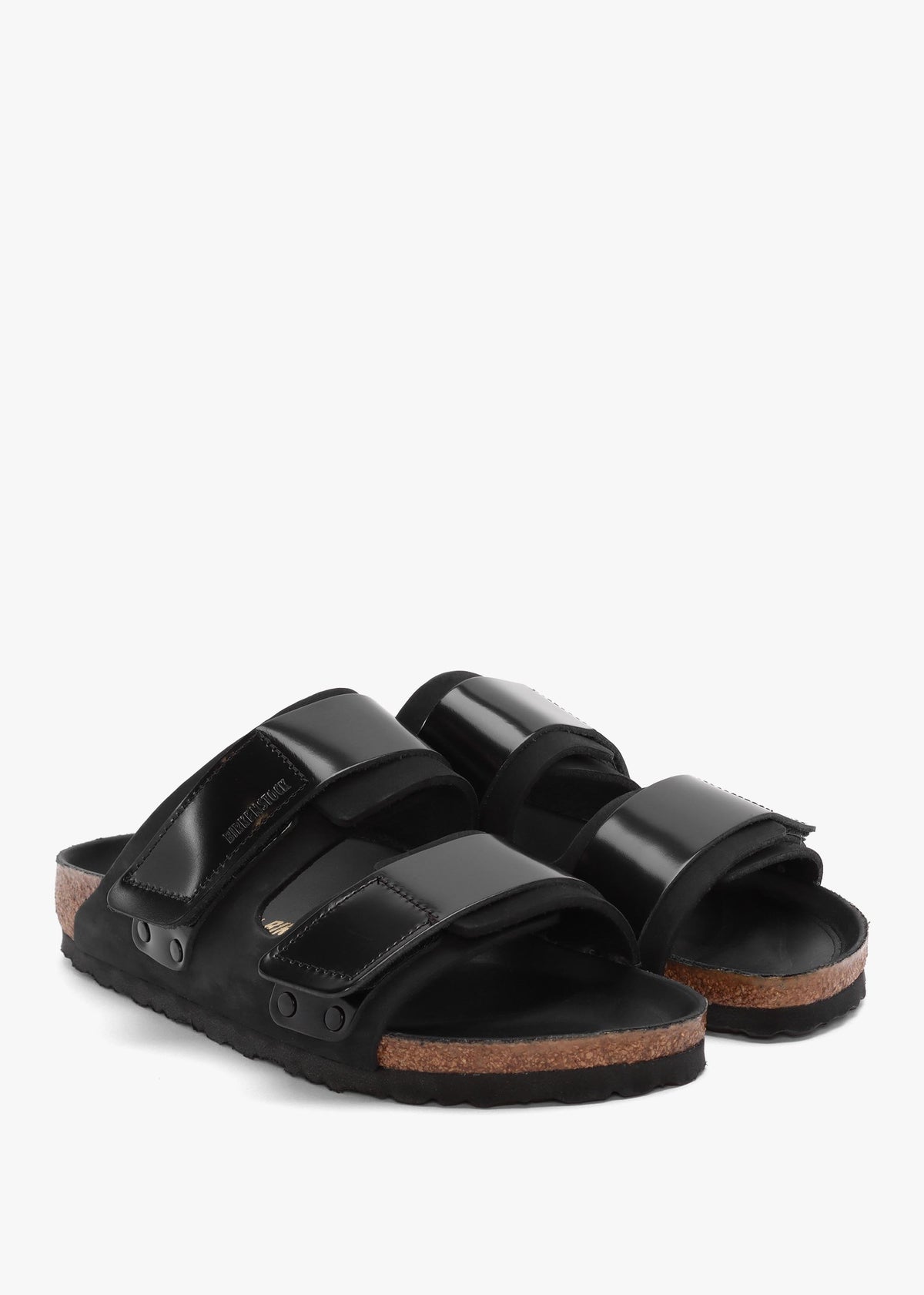 Uji Black Nubuck Leather Two Bar Mules