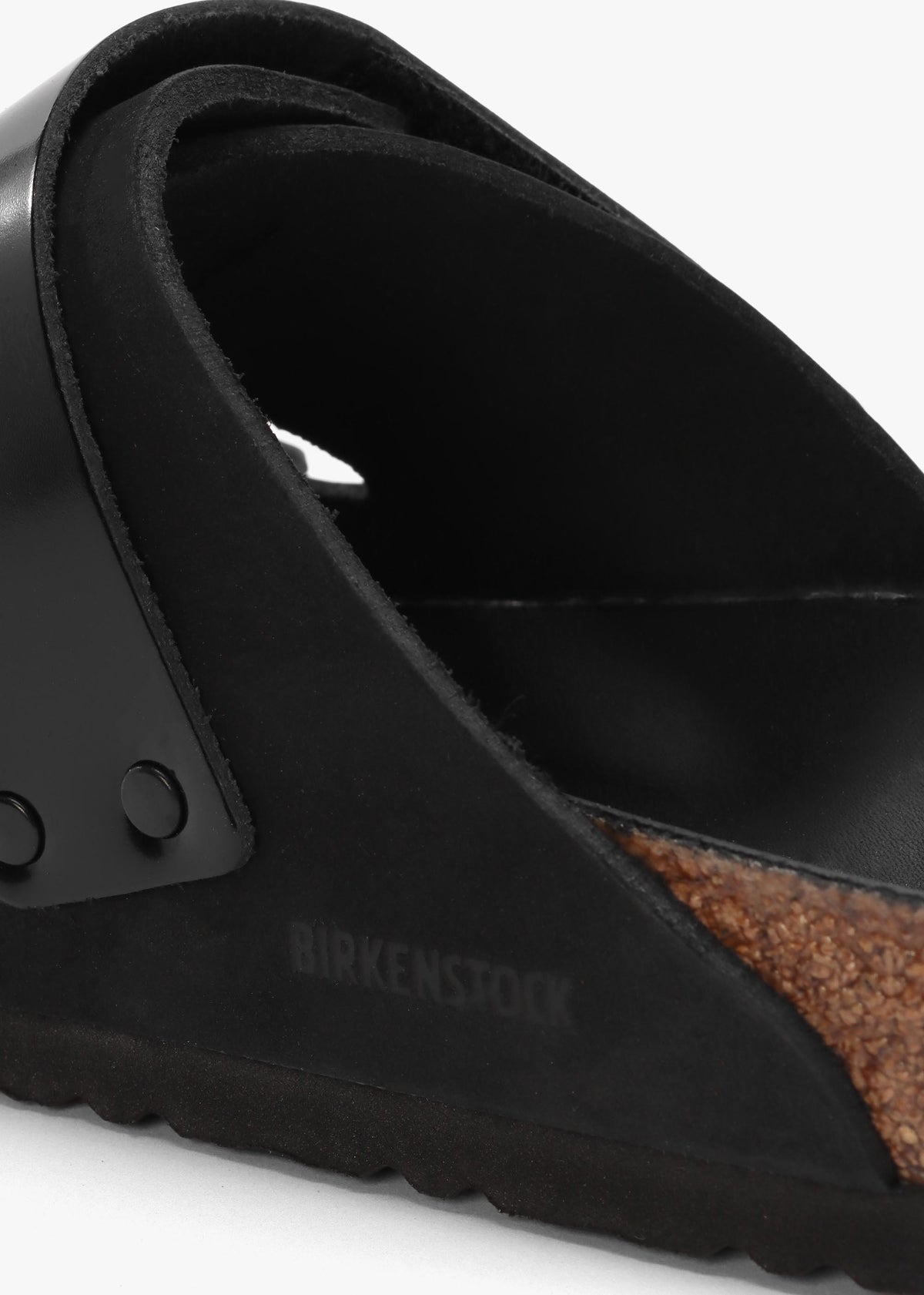 Uji Black Nubuck Leather Two Bar Mules