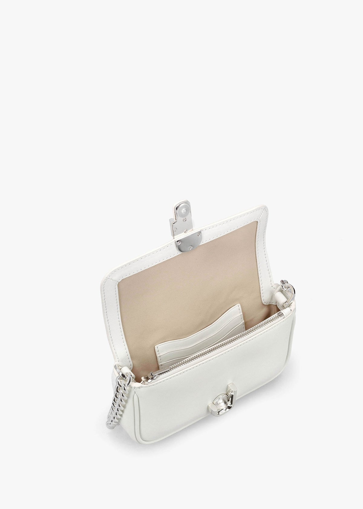 The J Marc Mini White Silver Leather Shoulder Bag