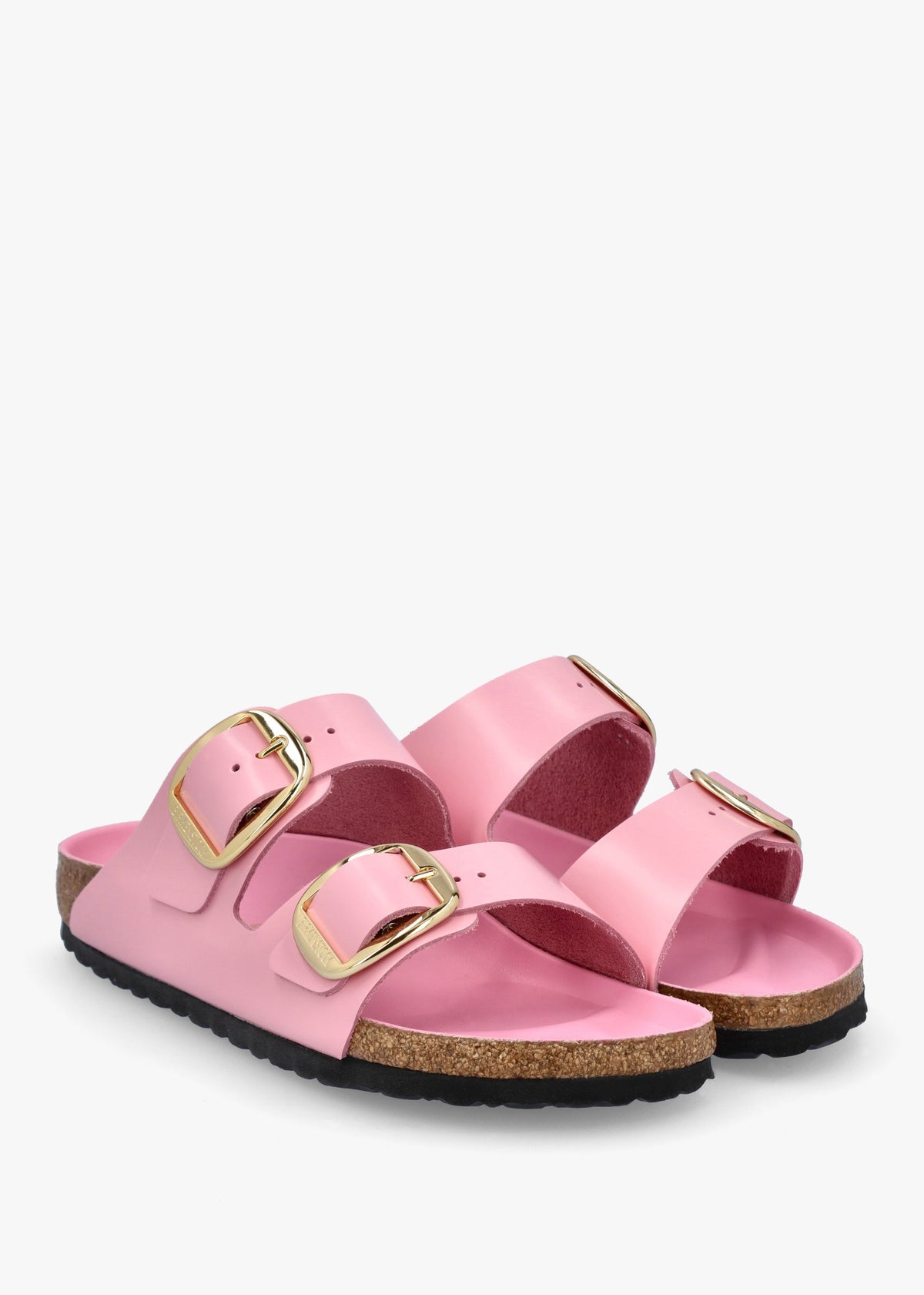 Arizona Big Buckle High Shine Fondant Pink Two Bar Mules