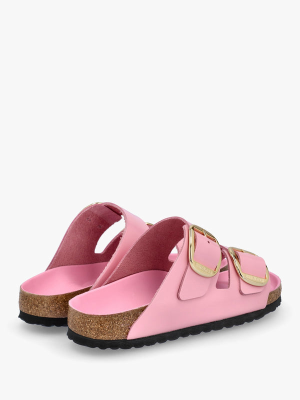 Arizona Big Buckle High Shine Fondant Pink Two Bar Mules