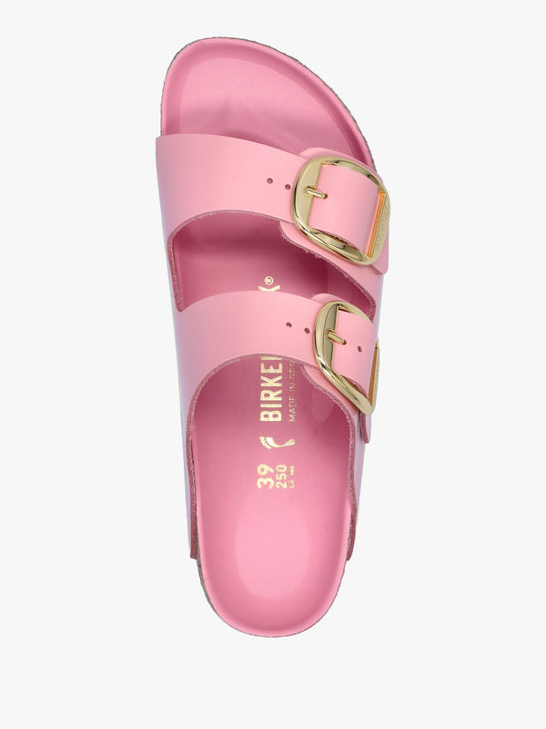 Arizona Big Buckle High Shine Fondant Pink Two Bar Mules