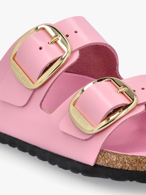 Arizona Big Buckle High Shine Fondant Pink Two Bar Mules