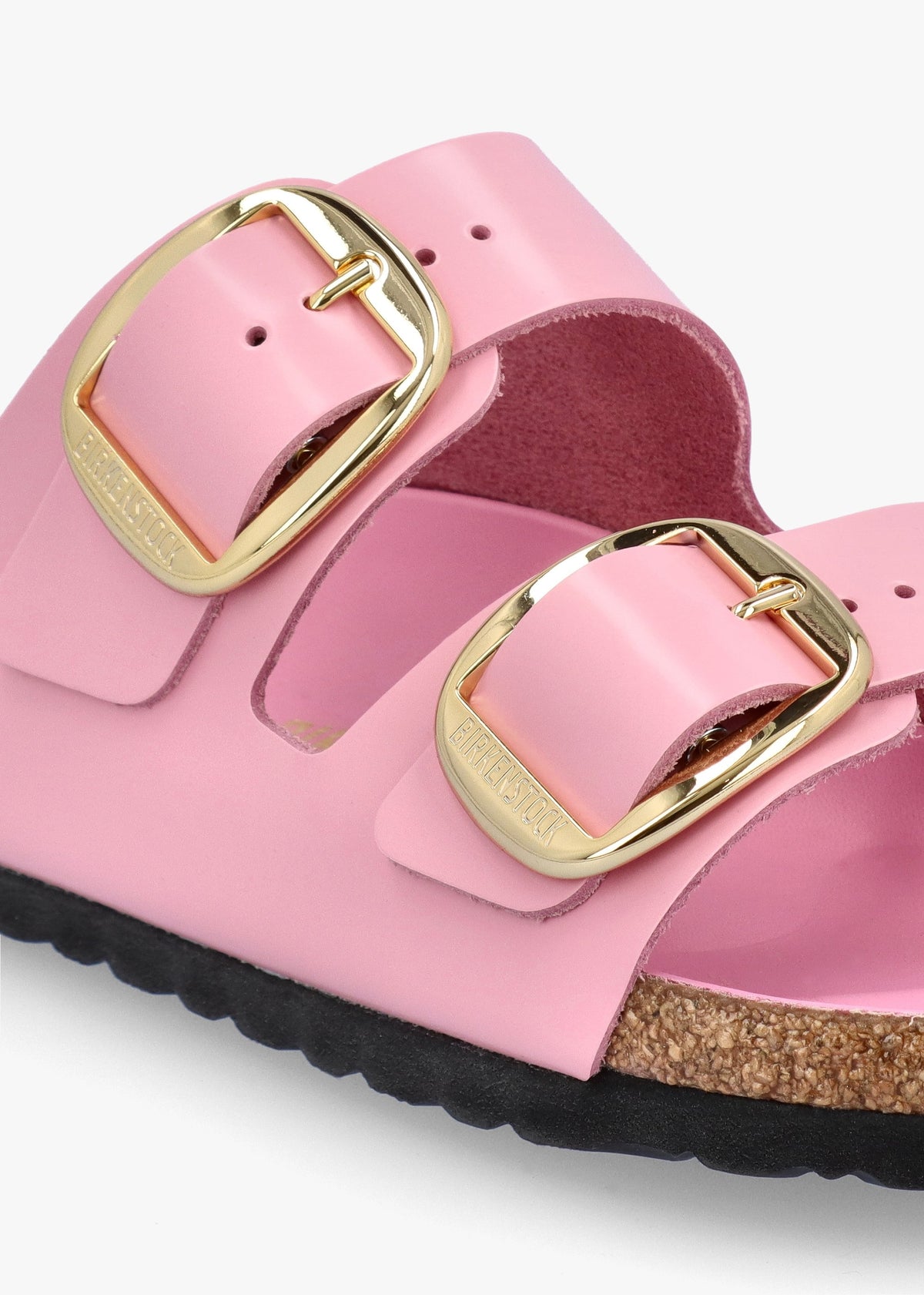 Arizona Big Buckle High Shine Fondant Pink Two Bar Mules