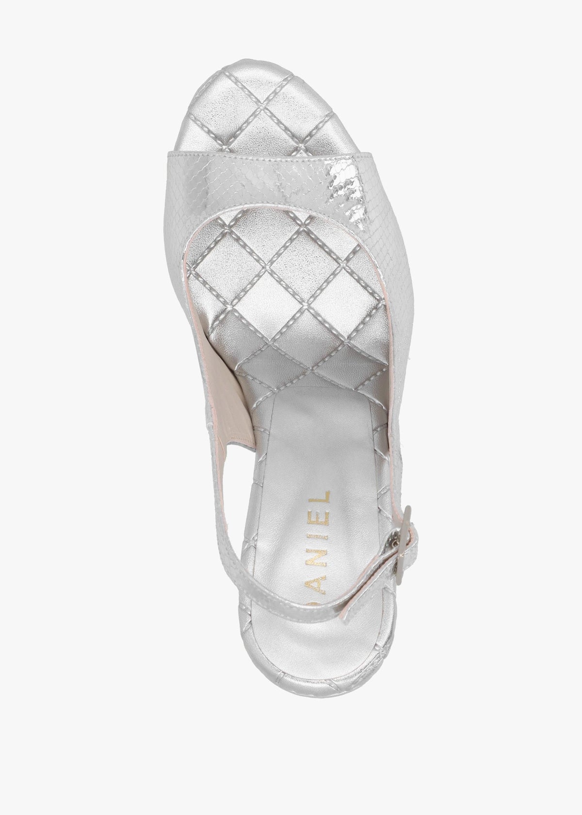 Margot Silver Leather Reptile Sculpted Wedge Sandals