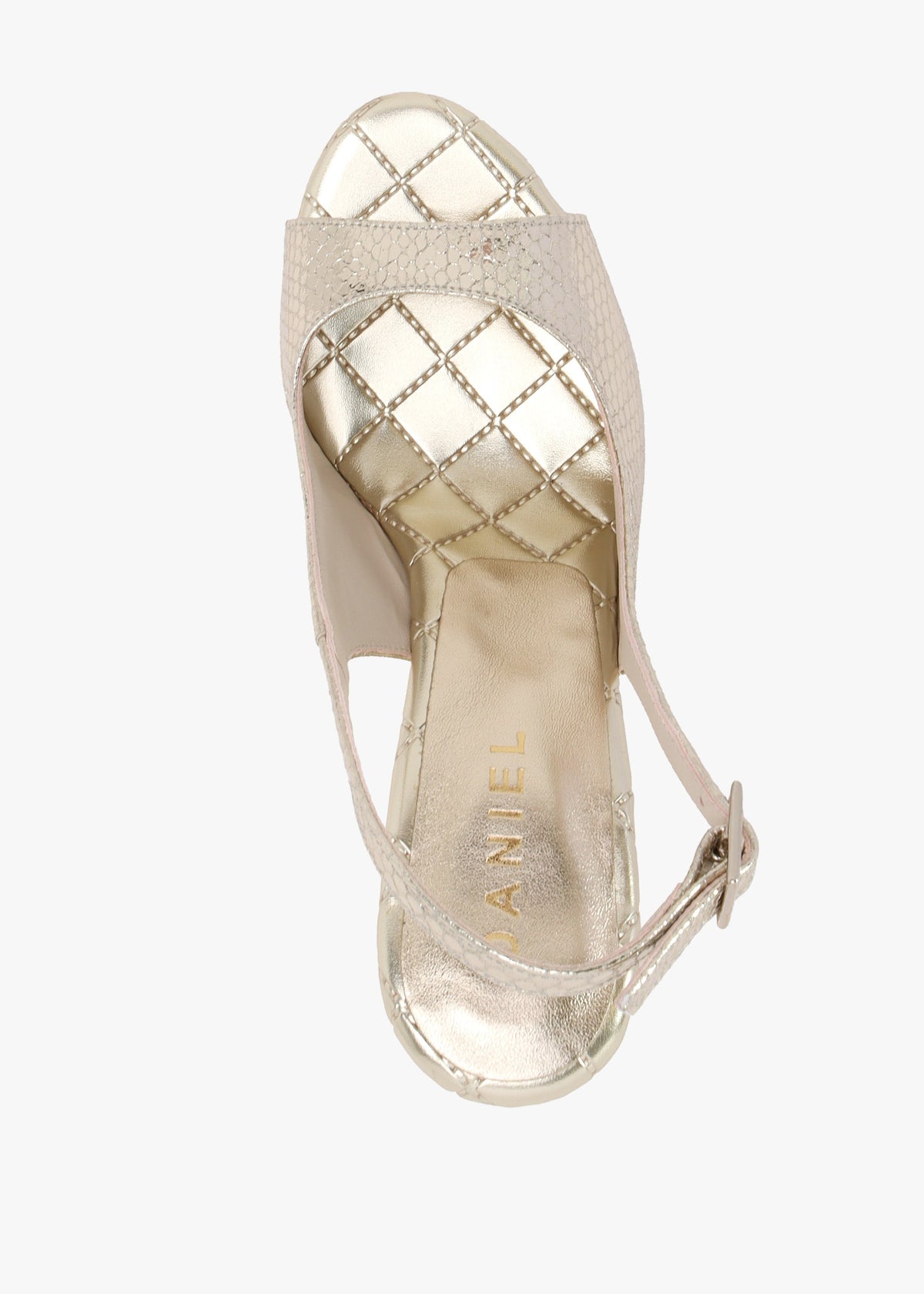 Margot Gold Leather Reptile Sculpted Wedge Sandals
