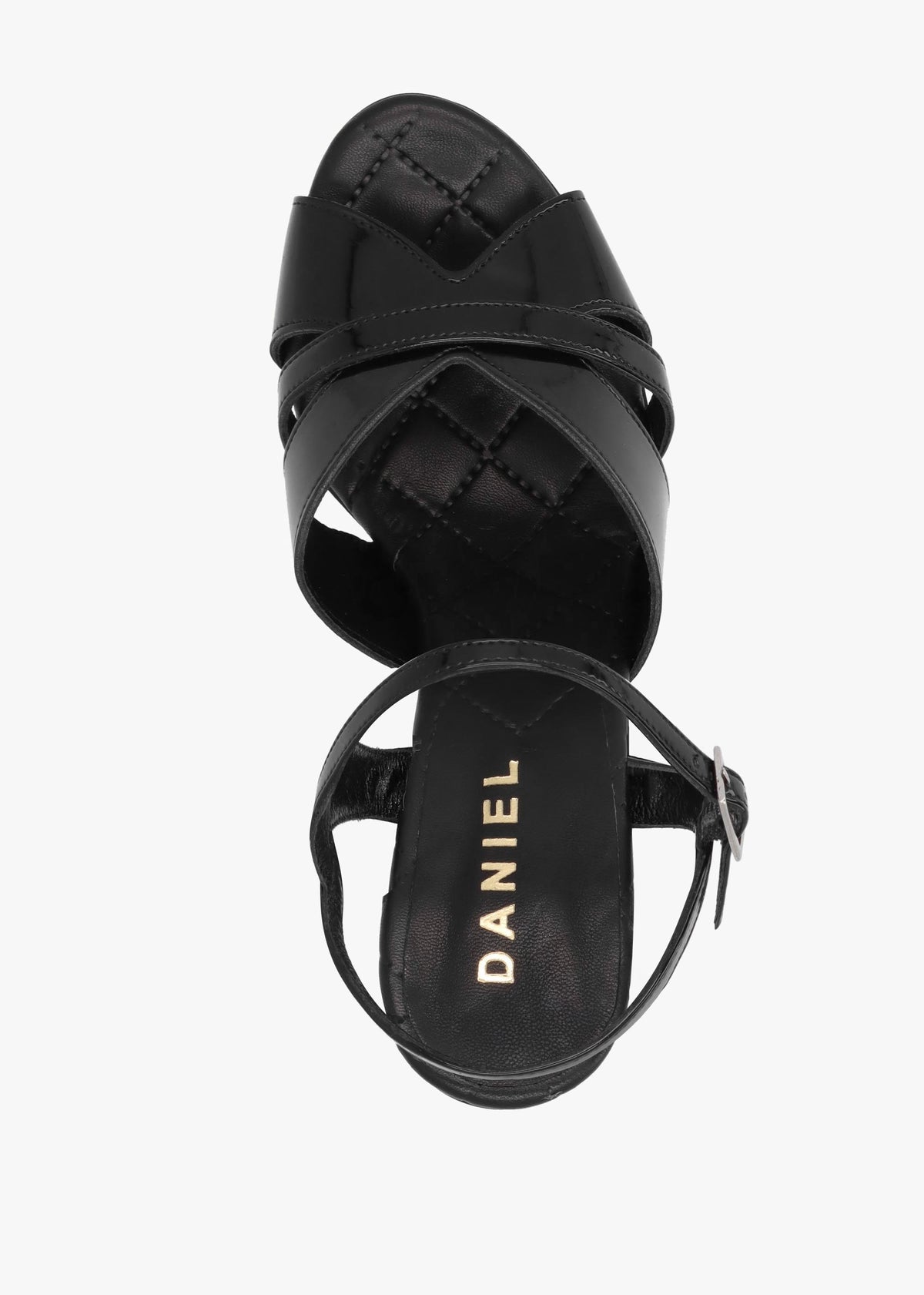 Darcey Black Patent Leather Platform Heeled Sandals
