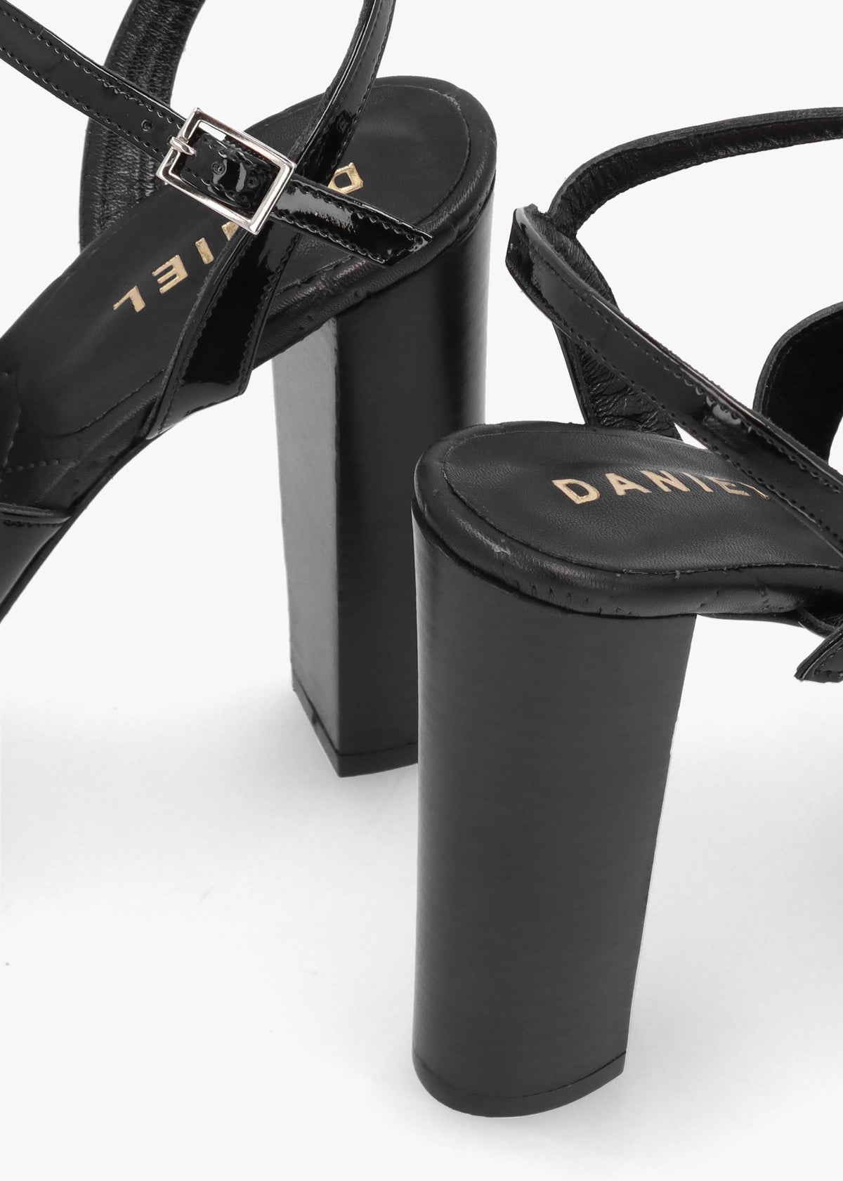 Darcey Black Patent Leather Platform Heeled Sandals