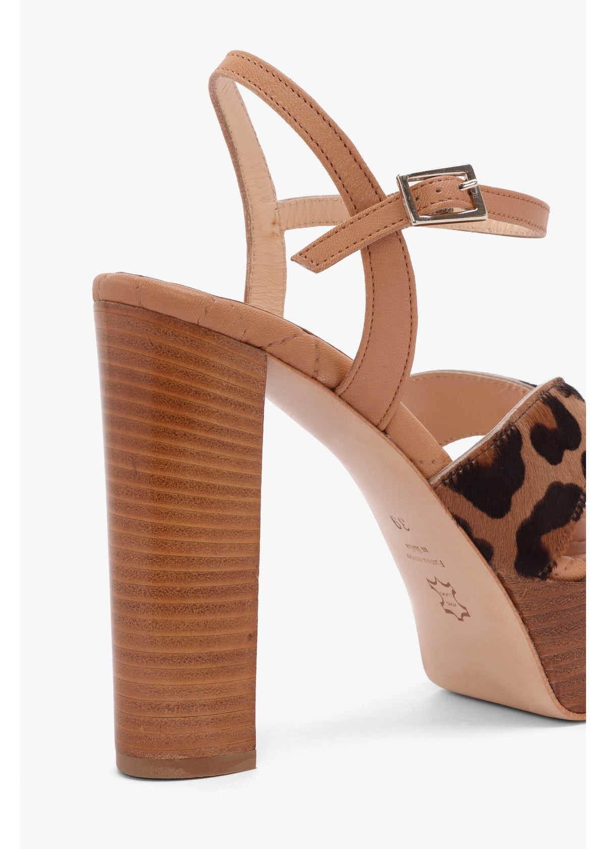 Darcey Leopard Calf Hair Platform Heeled Sandals