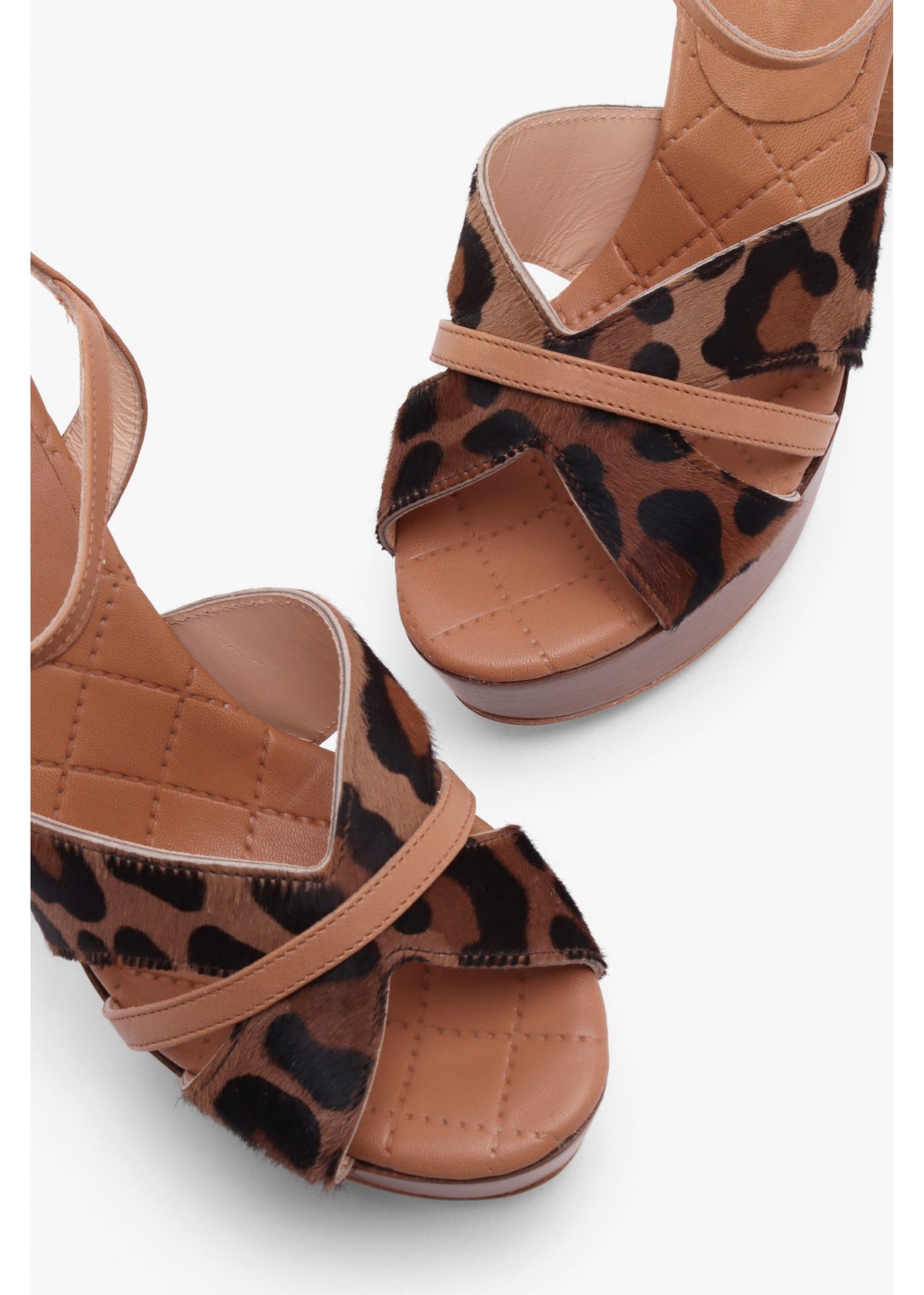 Darcey Leopard Calf Hair Platform Heeled Sandals