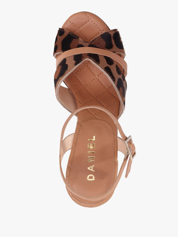 Darcey Leopard Calf Hair Platform Heeled Sandals