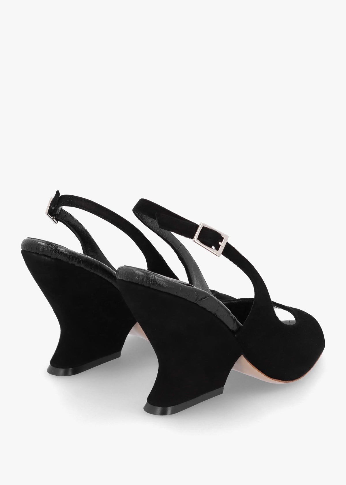 Margot Black Suede Sculpted Wedge Sandals