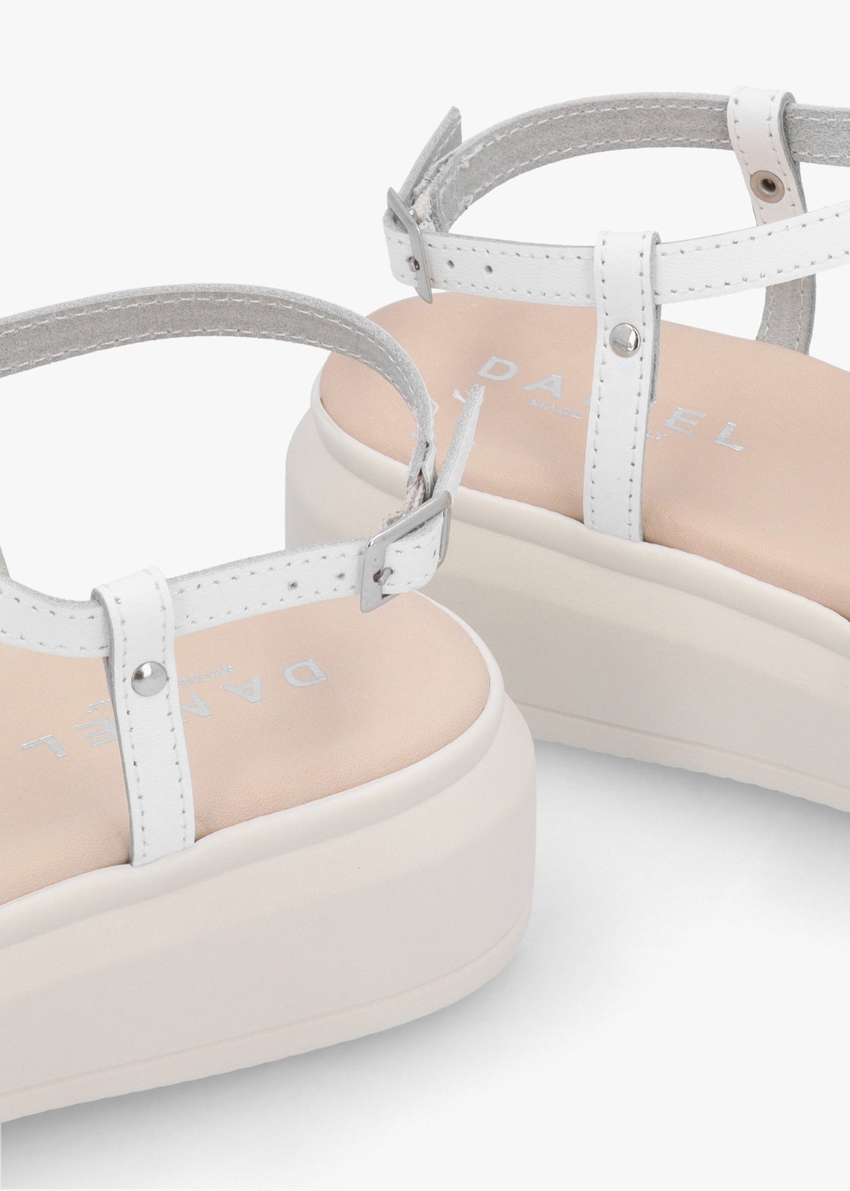 Clematis White Leather Diamante Cross Strap Sandals