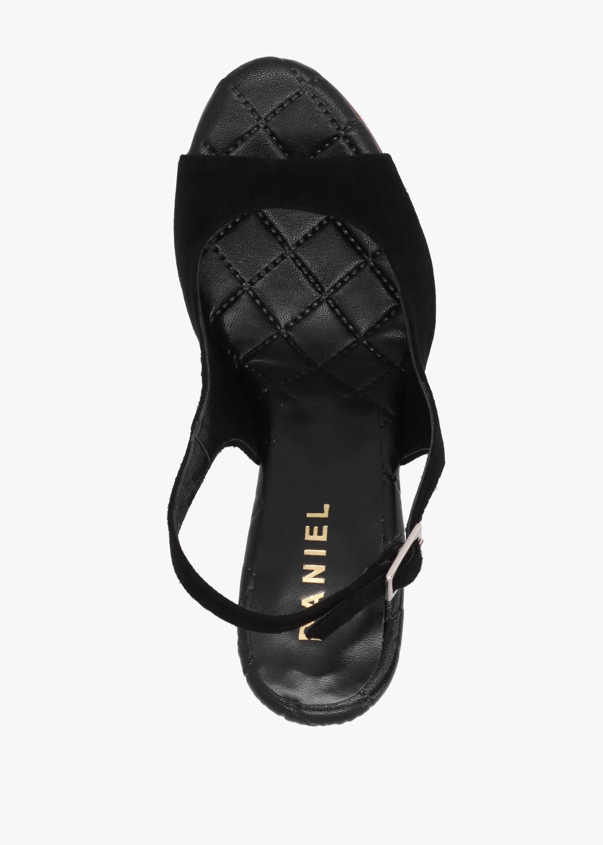 Margot Black Suede Sculpted Wedge Sandals