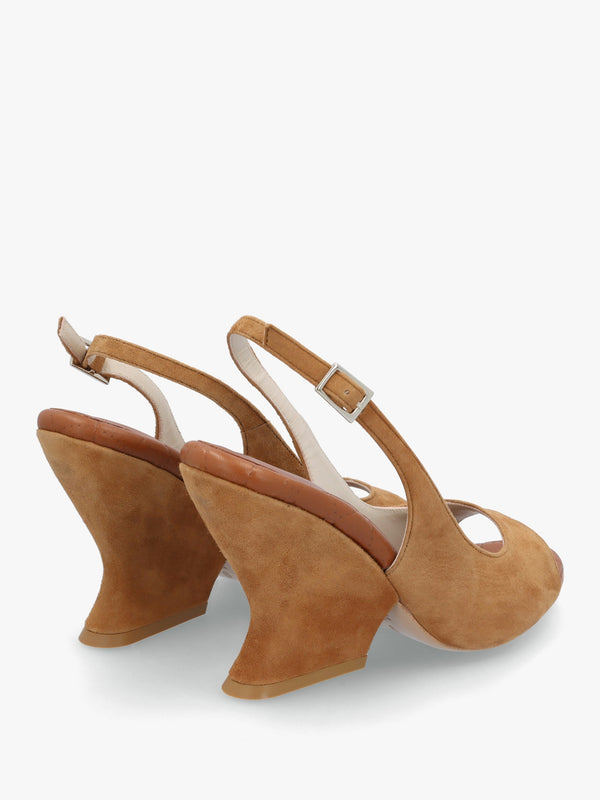 Margot Tan Suede Sculpted Wedge Sandals