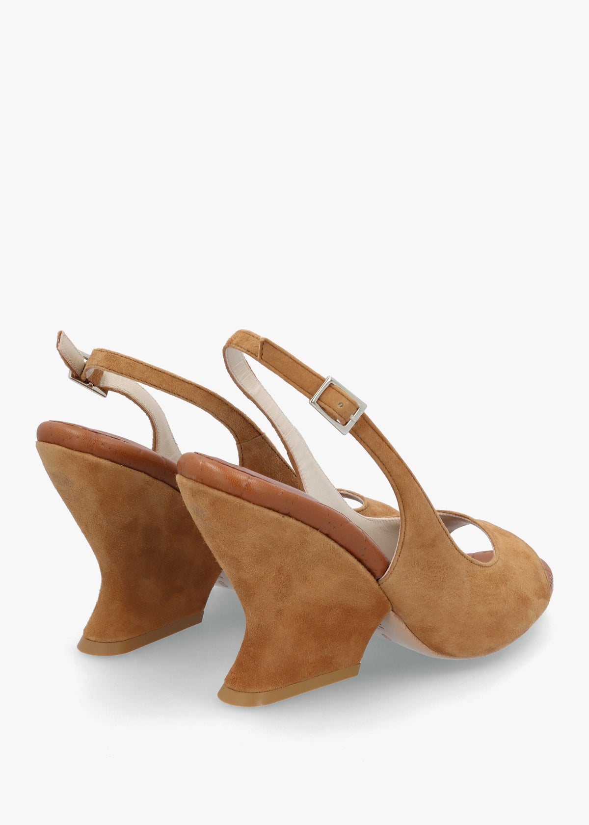Margot Tan Suede Sculpted Wedge Sandals